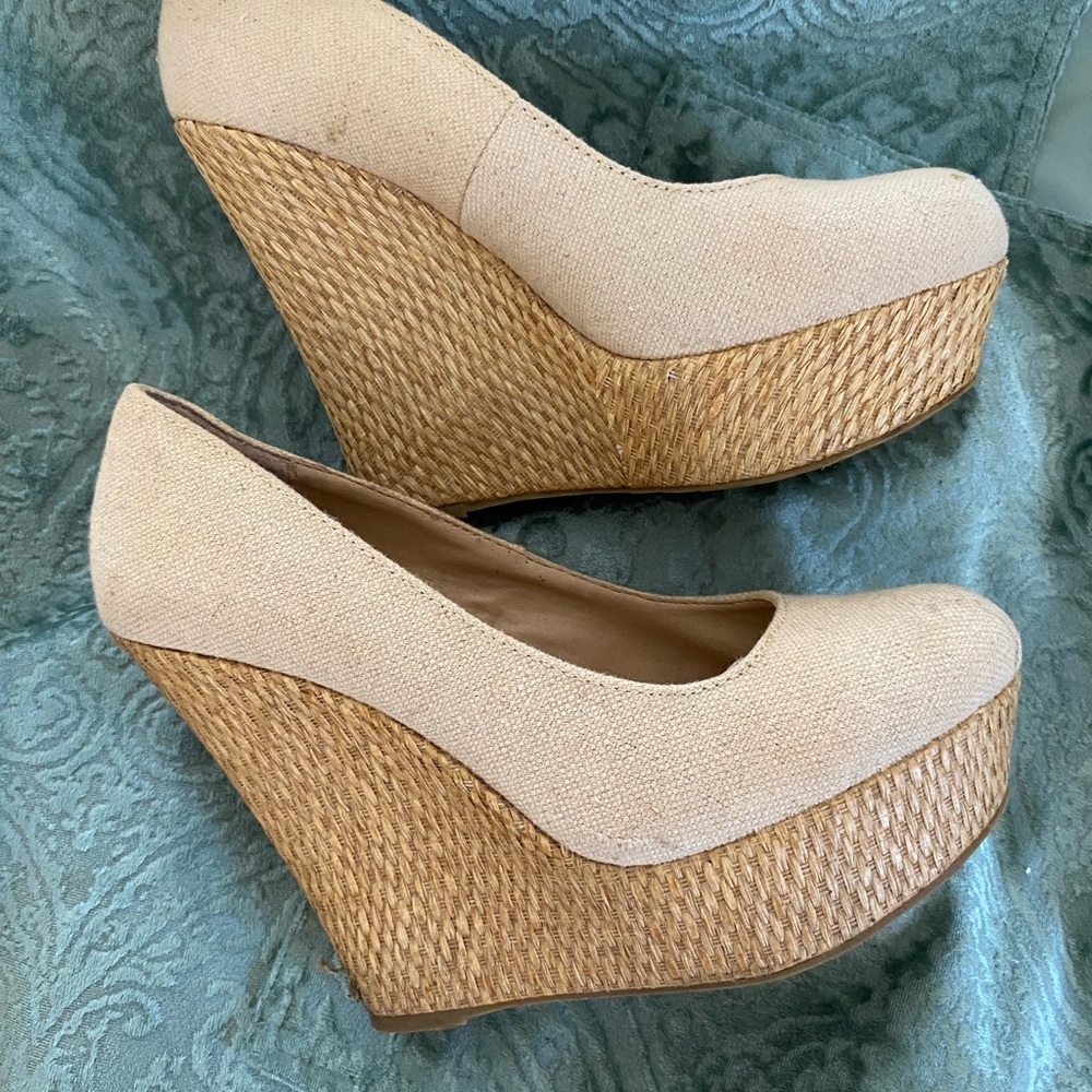 "Brash" brand  Tan and Brown Wedge Shoes